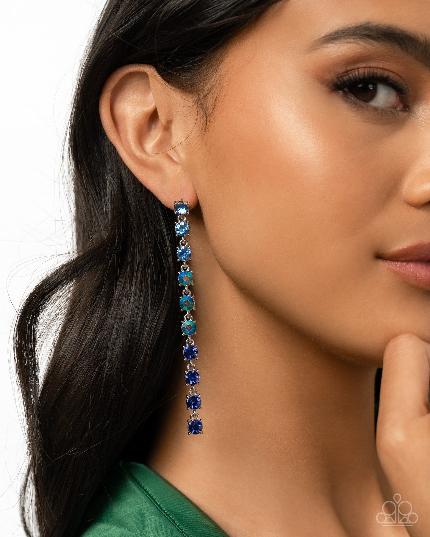 Opulent Ombre - Blue Rhinestone Silver Post Earrings