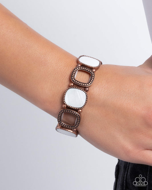 Socialite Shells - Copper White Shell Stretchy Bracelet