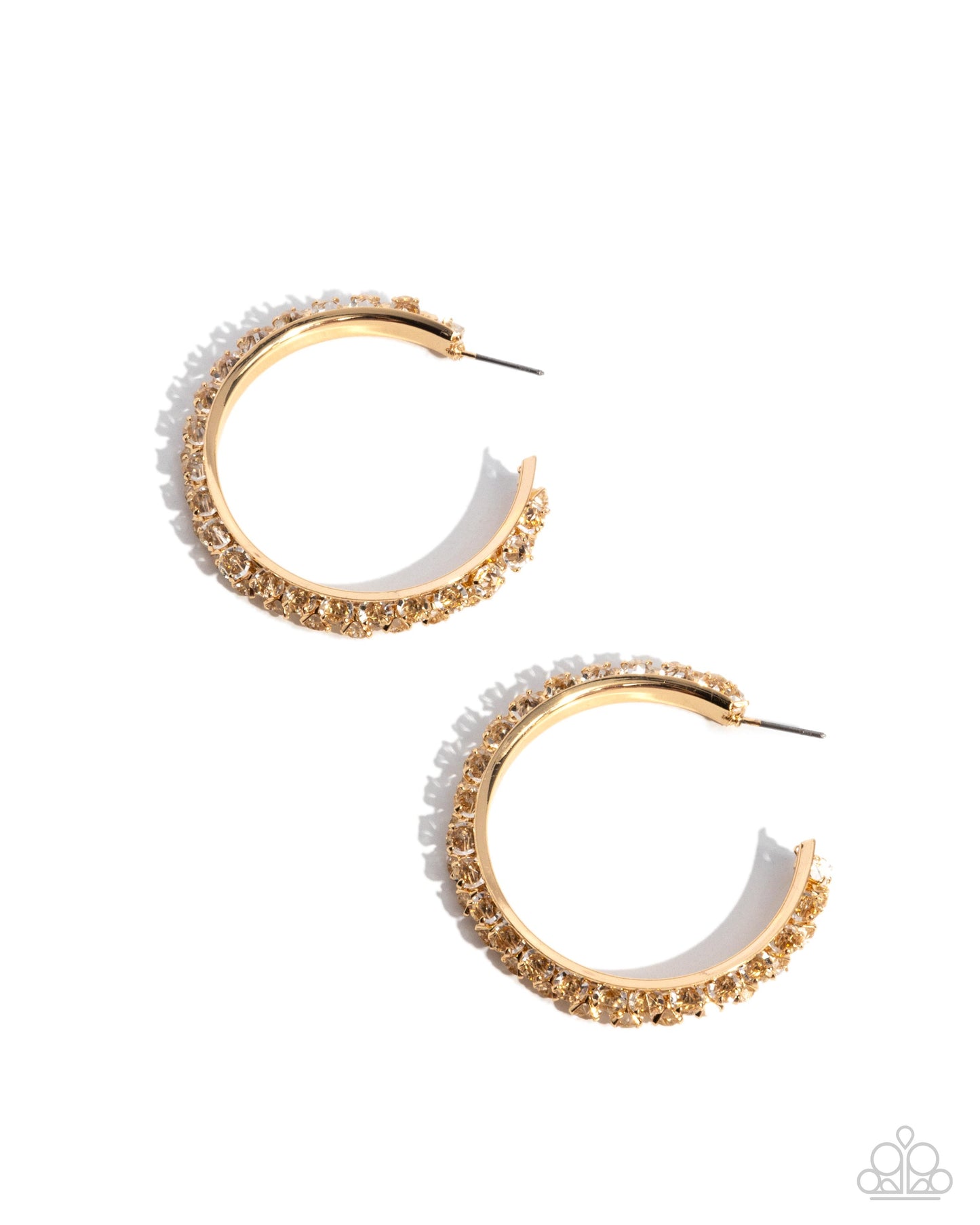 Glowing Garland - Gold Crystal Bead Hoop Post Earrings