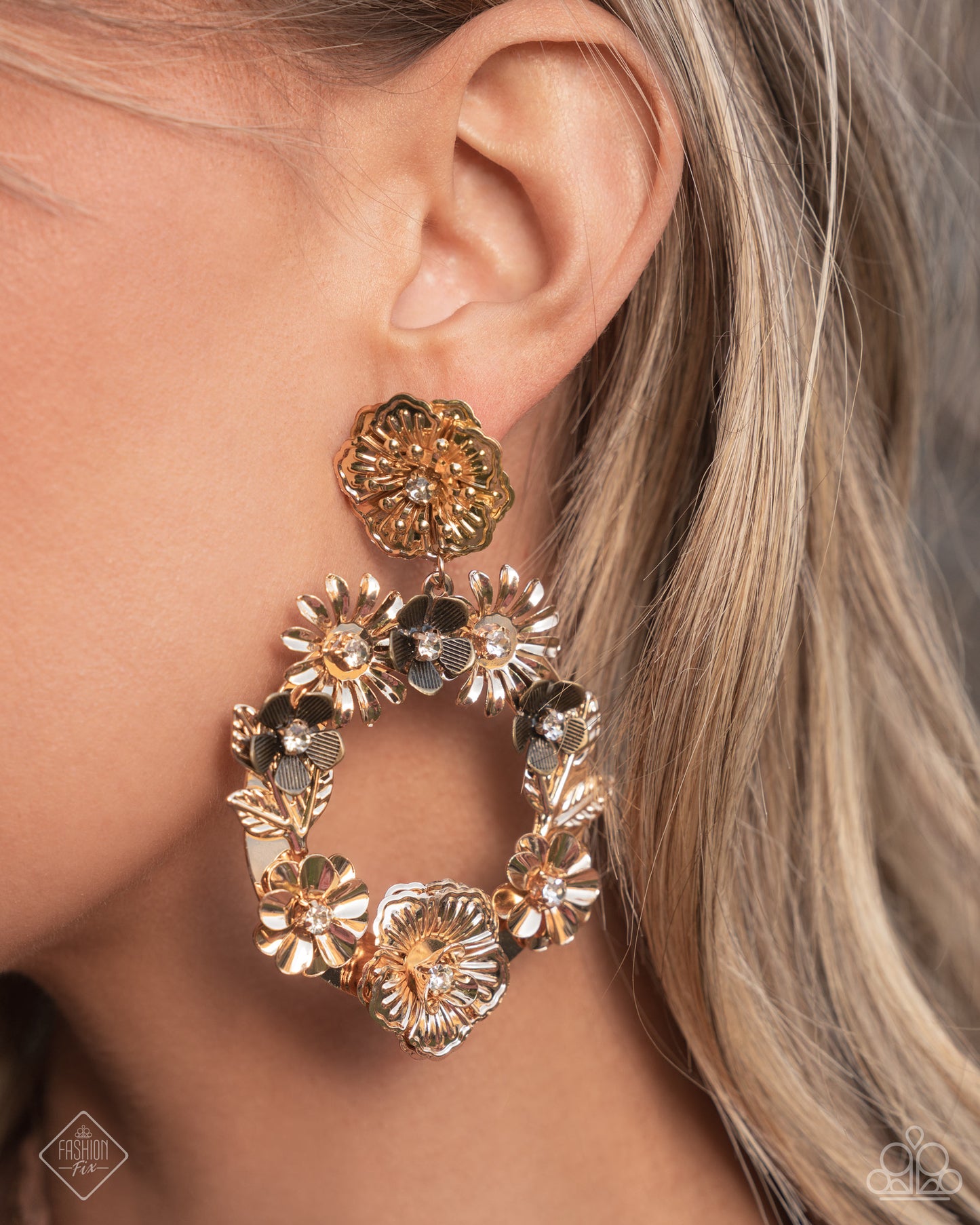 Graceful Garden - Gold and Brass Flower Post Earrings - Fashion Fix