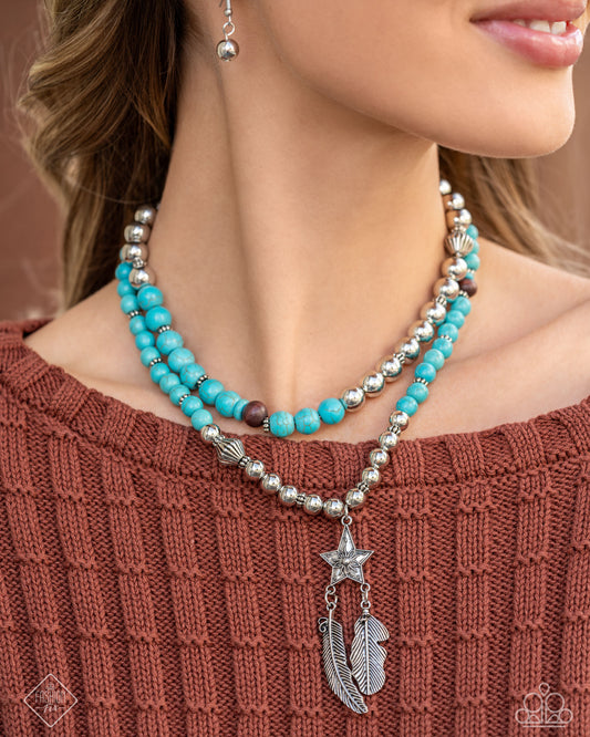 Restful Radiance - Blue Turquoise Stone Silver Bead Layered Short Necklace - Fashion Fix