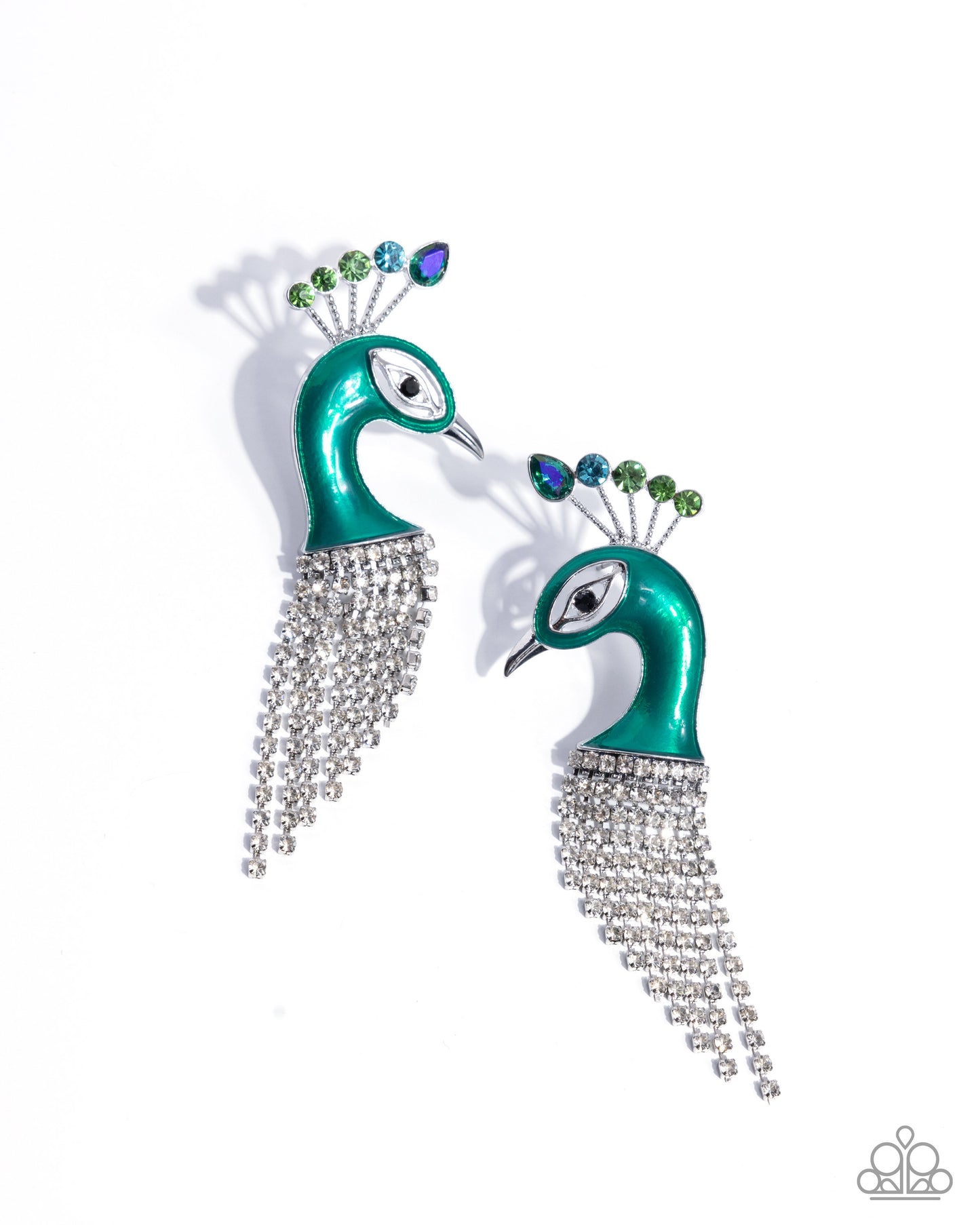 Pampered Peacock - Multi Green and Blue Bird Silver Post Earrings - Life of the Party