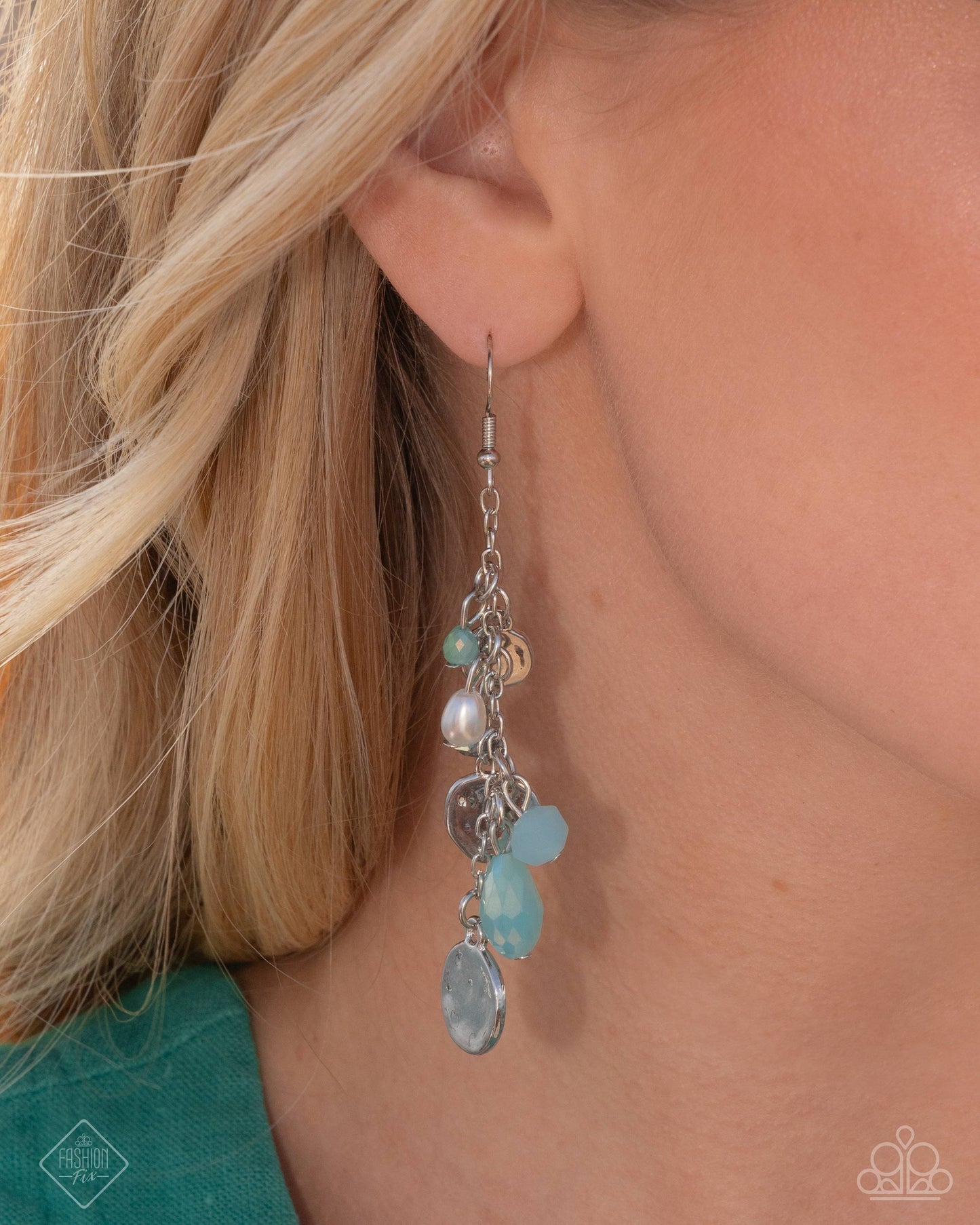 Refreshing Rapture - Blue Geen Silver Bead Earrings - Fashion Fix