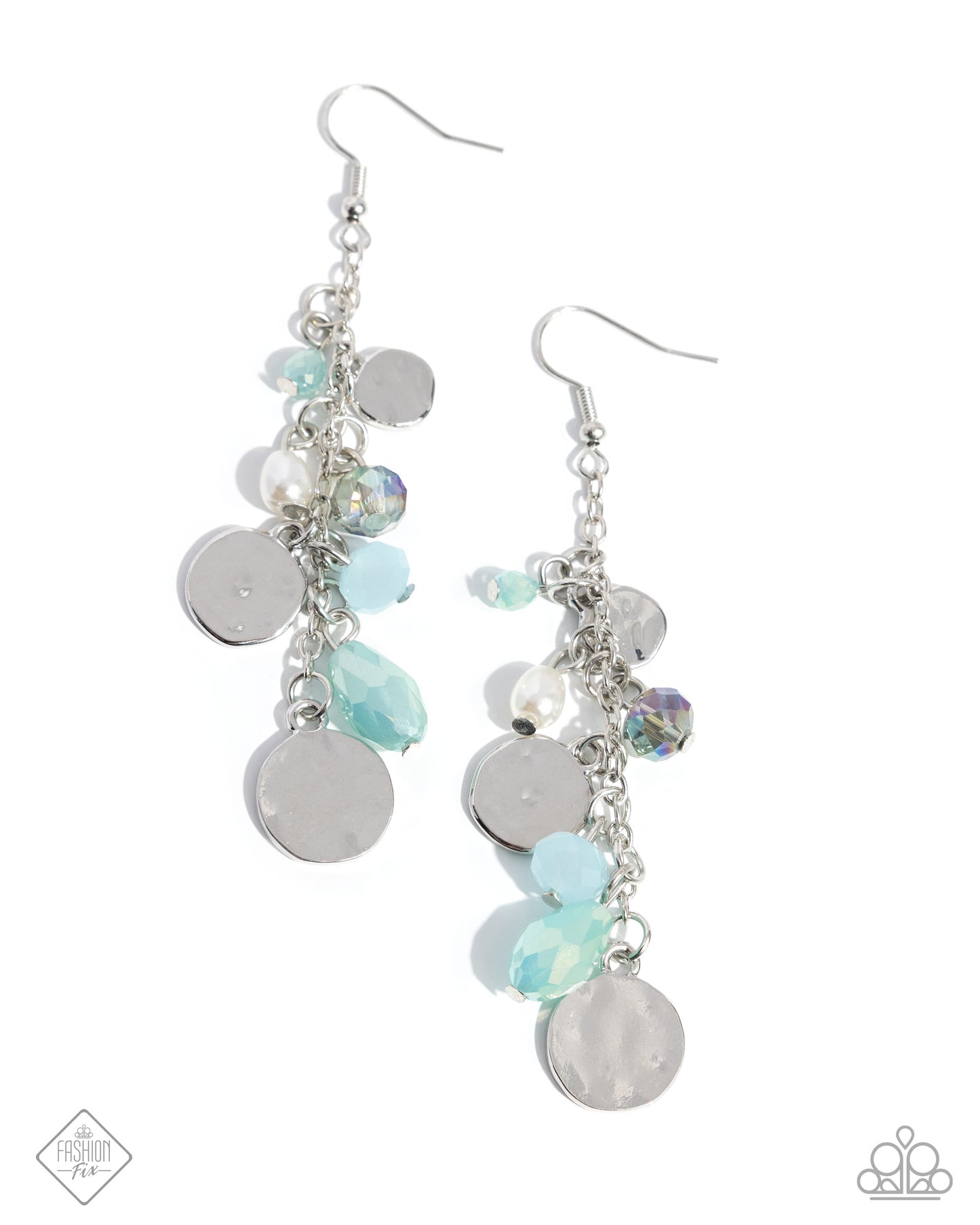 Refreshing Rapture - Blue Geen Silver Bead Earrings - Fashion Fix