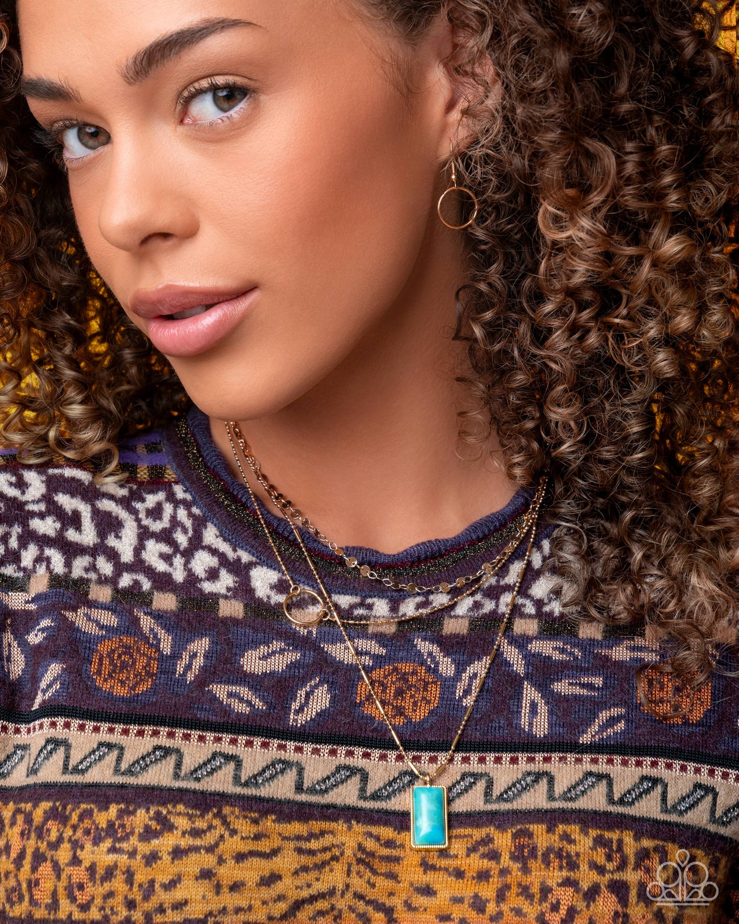 Layered Lyric - Green Stone Gold Layered Short Necklace