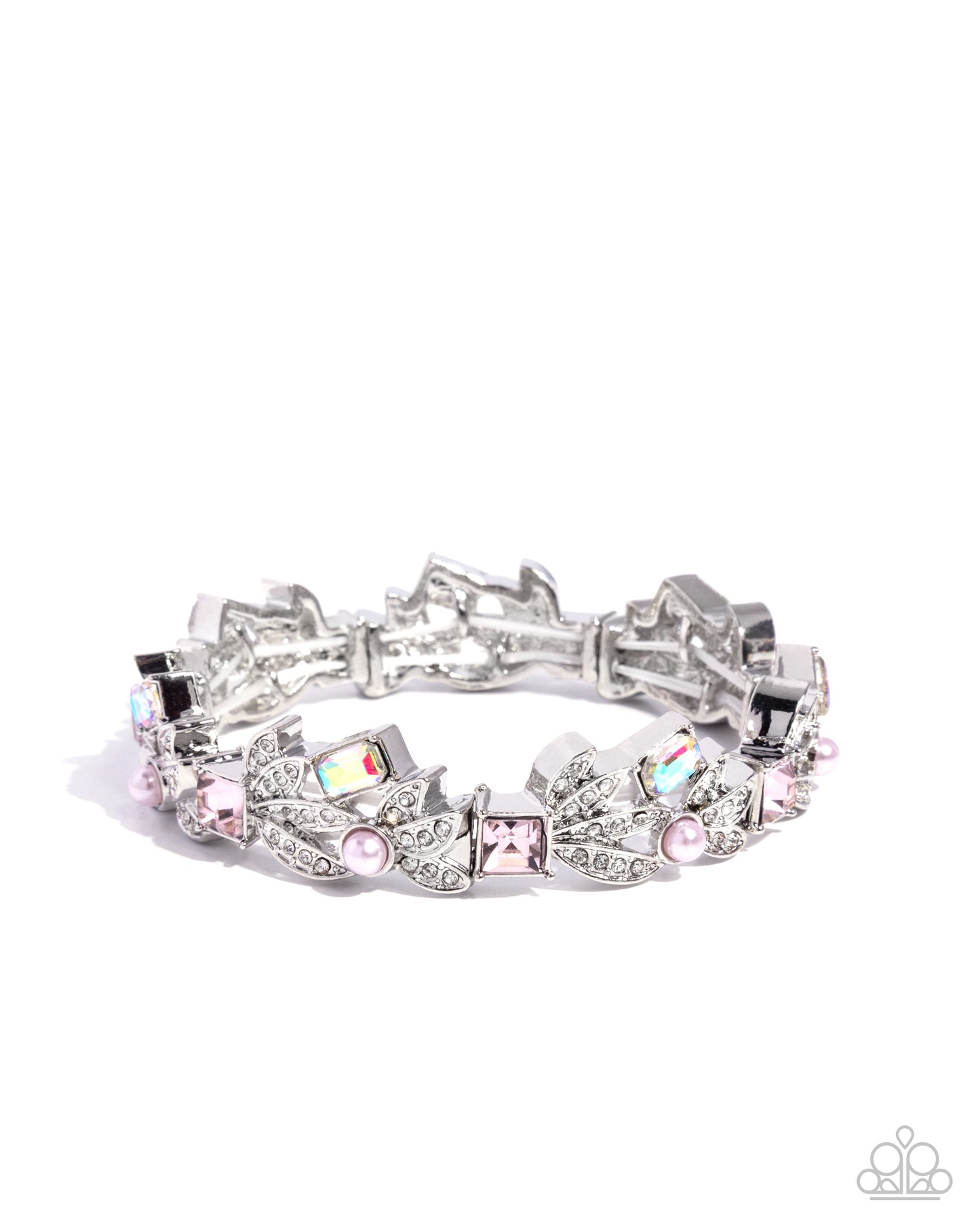 Mind-Blowing Moment - Pink Iridescent Silver Stretchy Bracelet