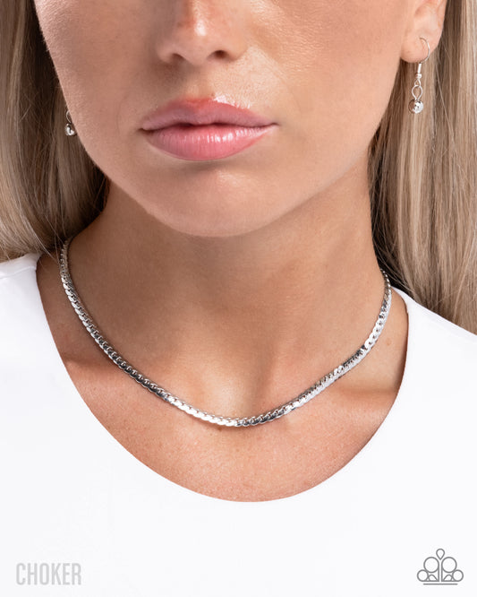 Crowning Challenge - Silver Curb Chain Choker Necklace