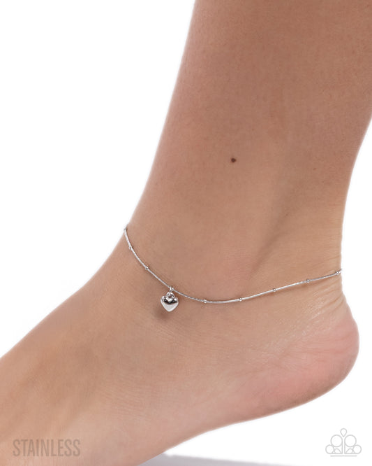 Unrequited Crush - Silver Heart Stainless Steel Anklet