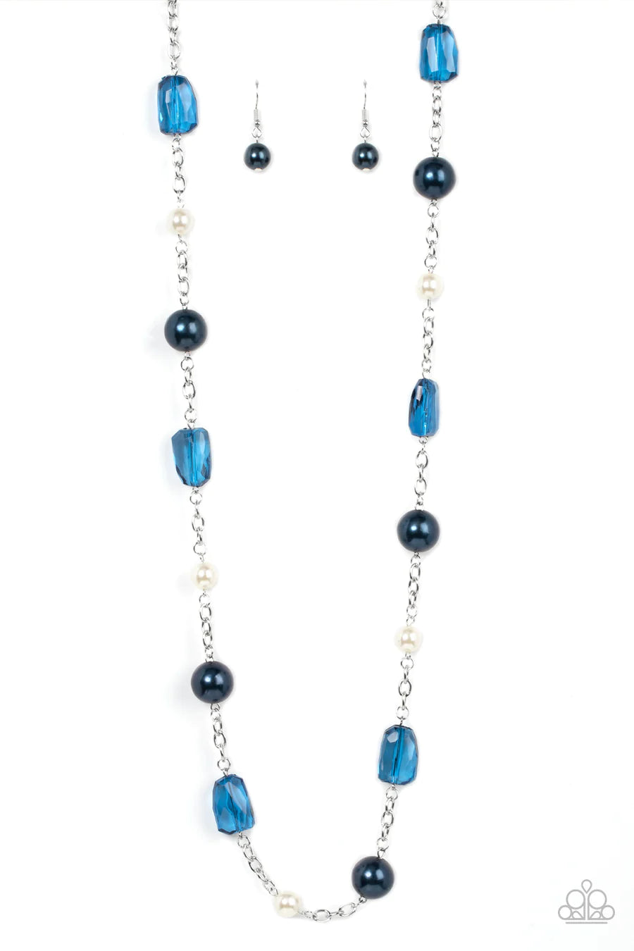 A-List Appeal - Blue Pearl Silver Medium-Length Necklace