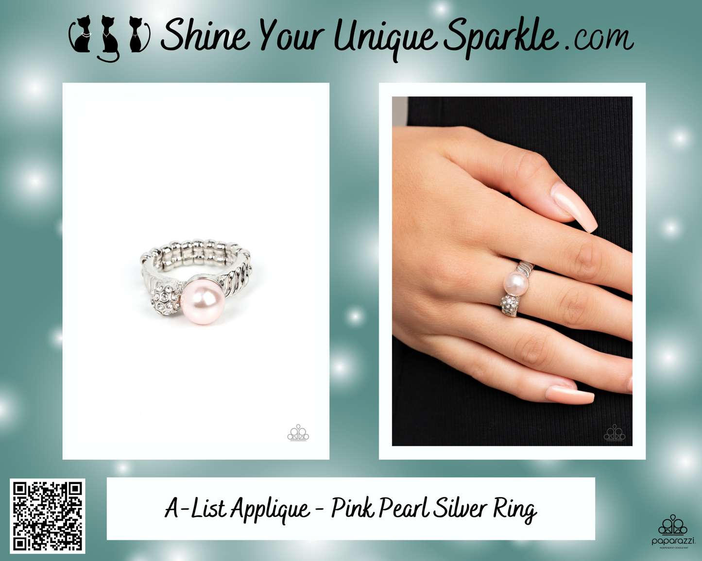 A-List Applique - Pink Pearl Silver Ring