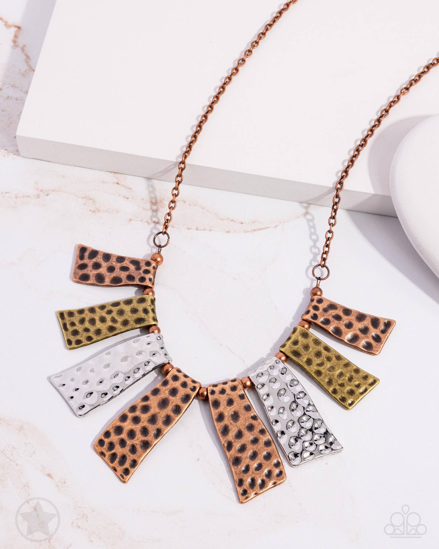 A Fan of the Tribe - Copper Brass Silver Mixed Metal Short Necklace - Blockbuster