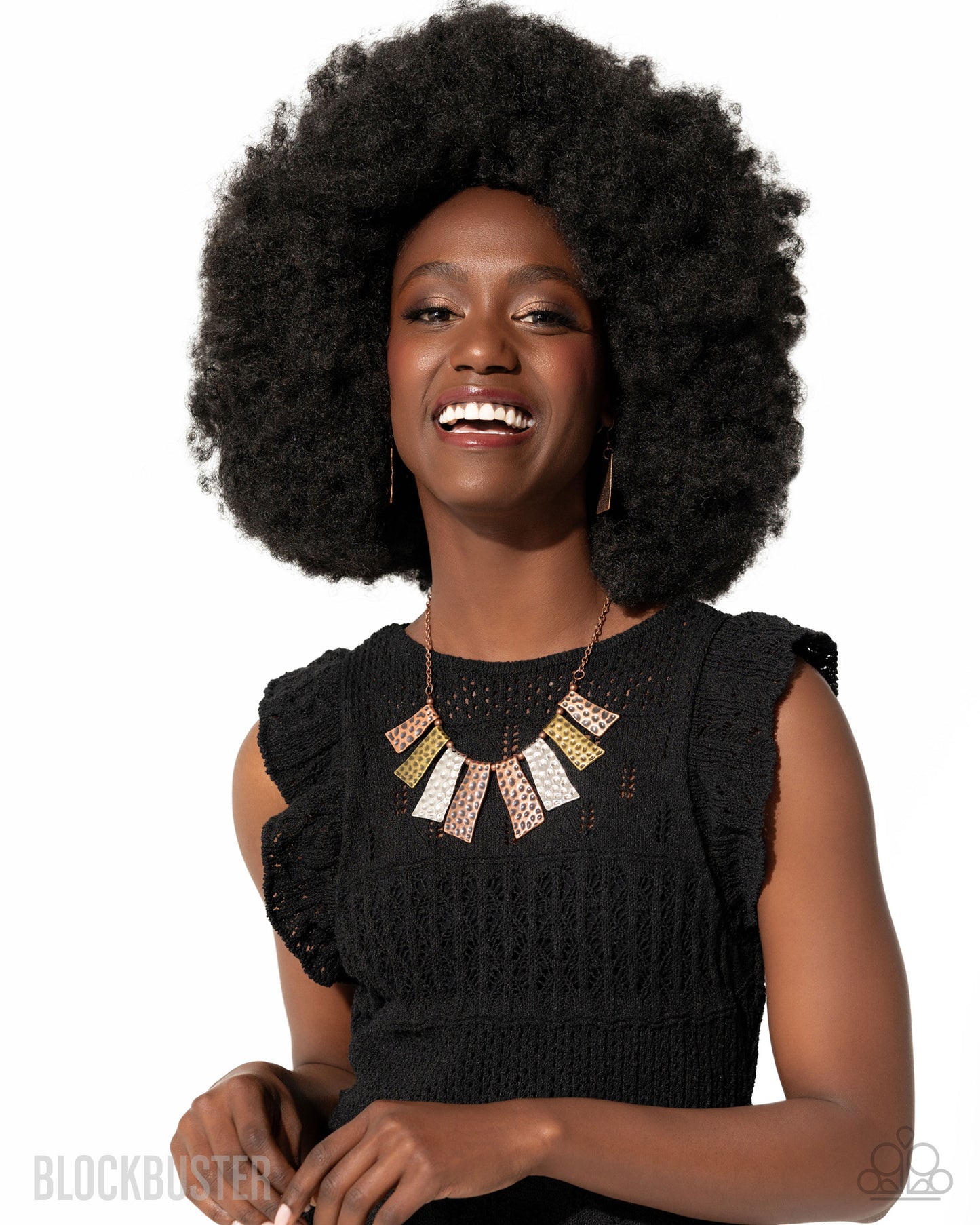 A Fan of the Tribe - Copper Brass Silver Mixed Metal Short Necklace - Blockbuster