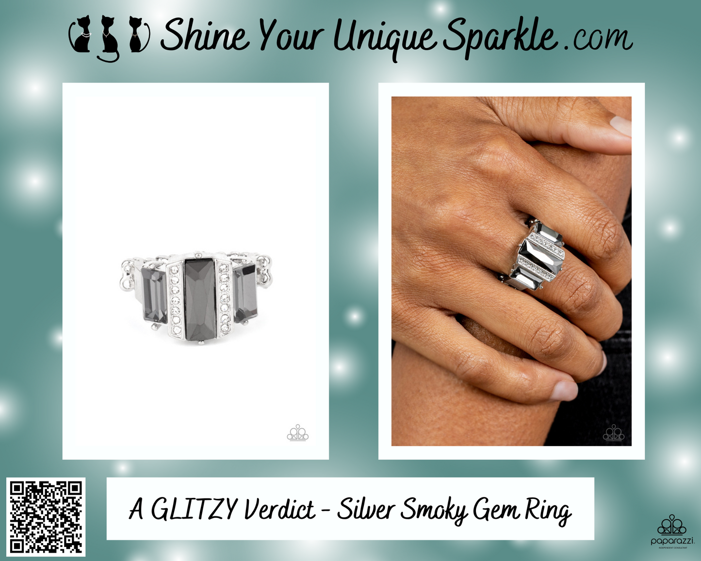 A GLITZY Verdict - Silver Smoky Gem Ring