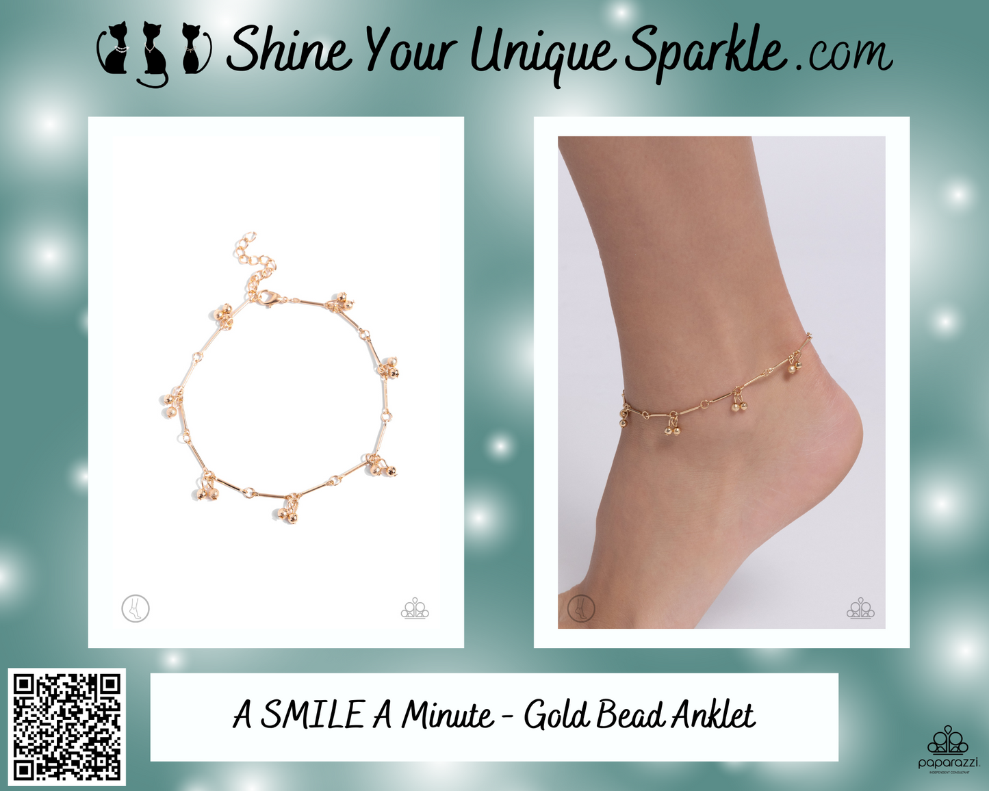 A SMILE A Minute - Gold Bead Anklet