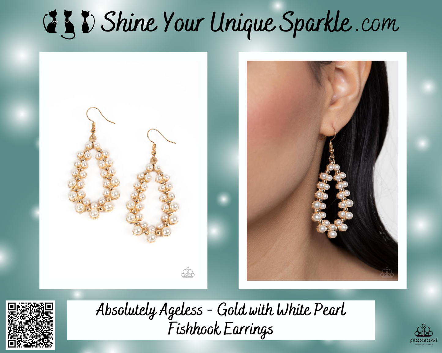 Absolutely Ageless - Gold with White Pearl Fishhook Earrings