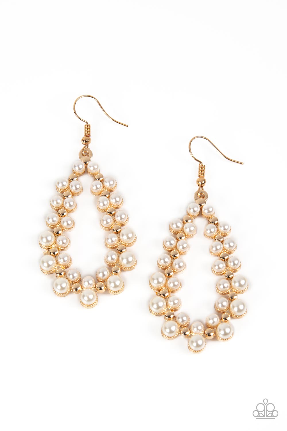 Absolutely Ageless - Gold with White Pearl Fishhook Earrings