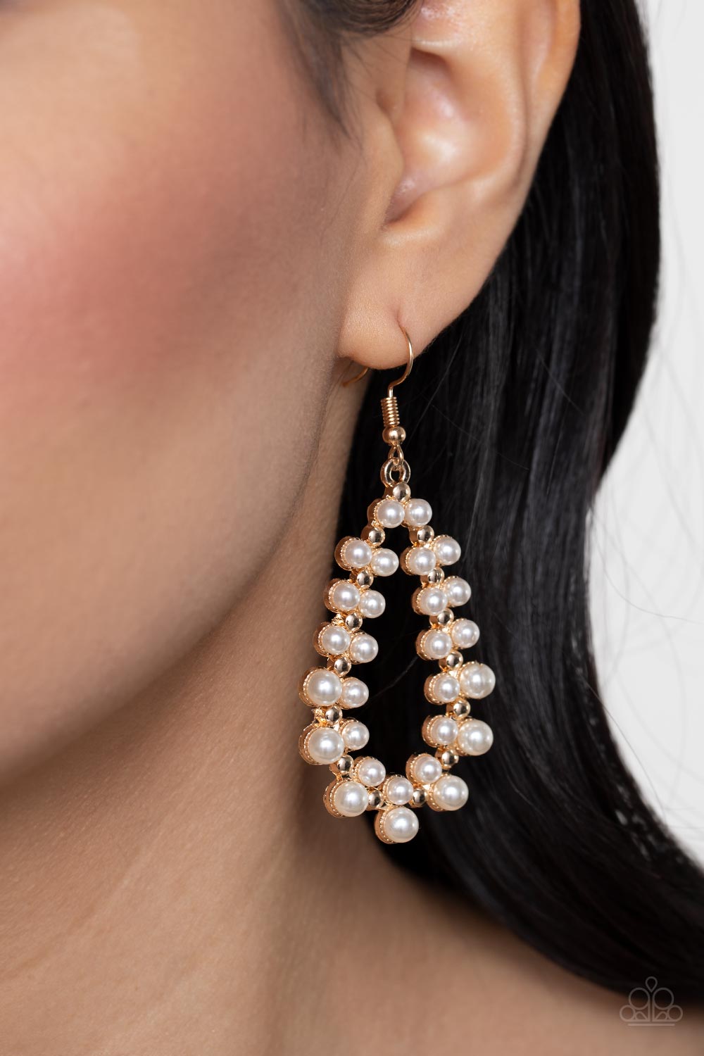 Absolutely Ageless - Gold with White Pearl Fishhook Earrings