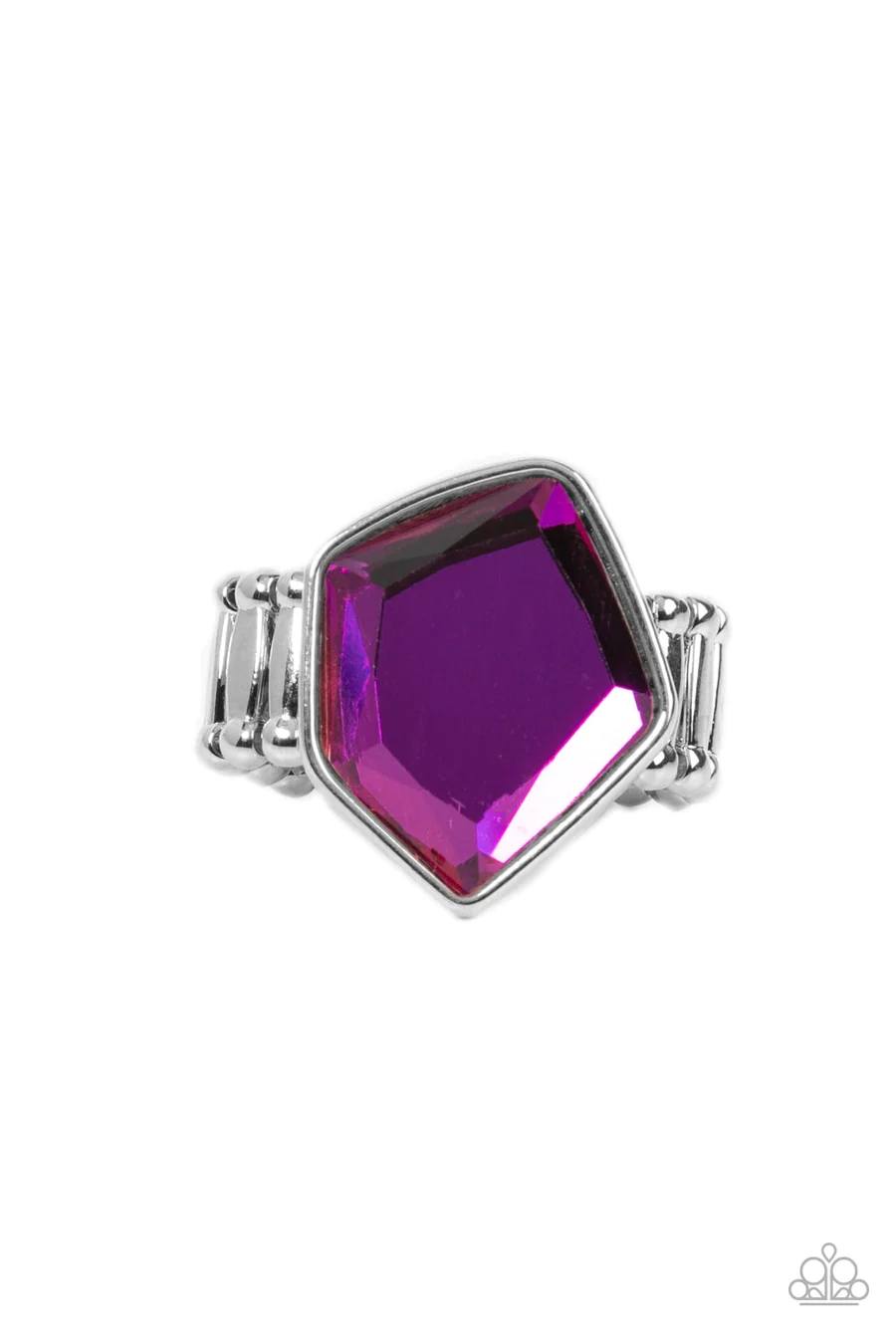 Abstract Escapade - Purple UV Shimmer Gem Silver Ring