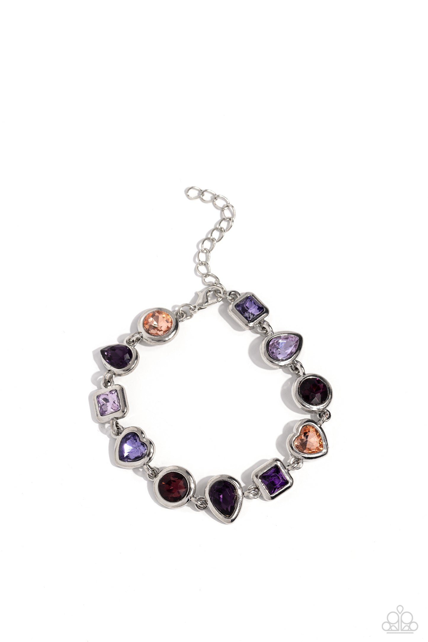 PERFECT MATCH / SET: Abstract Admirer - Purple Gem Silver Choker Necklace AND Actively Abstract - Purple Gem Silver Clasp Bracelet