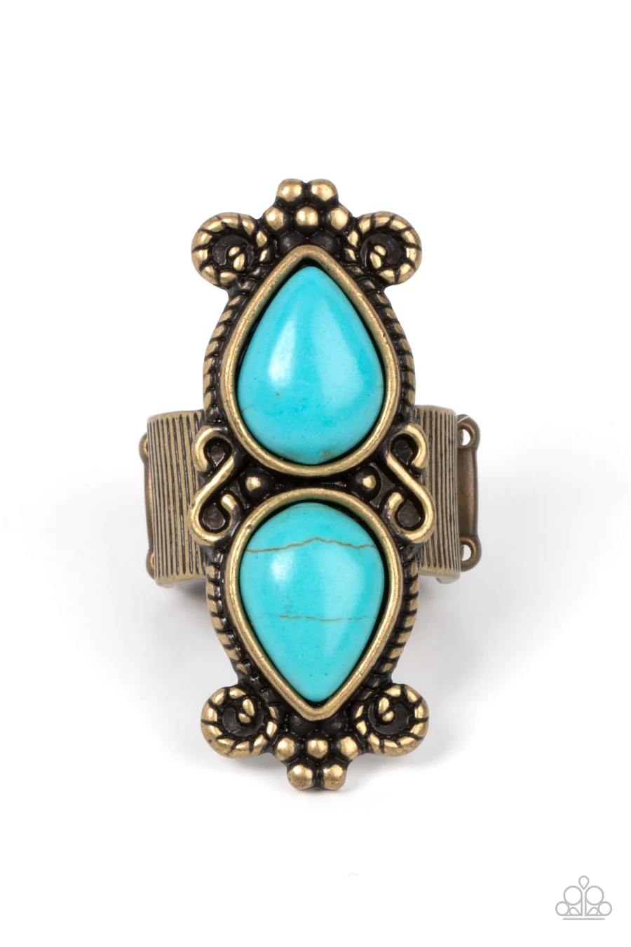 Adobe Garden - Brass Turquoise Stone Ring