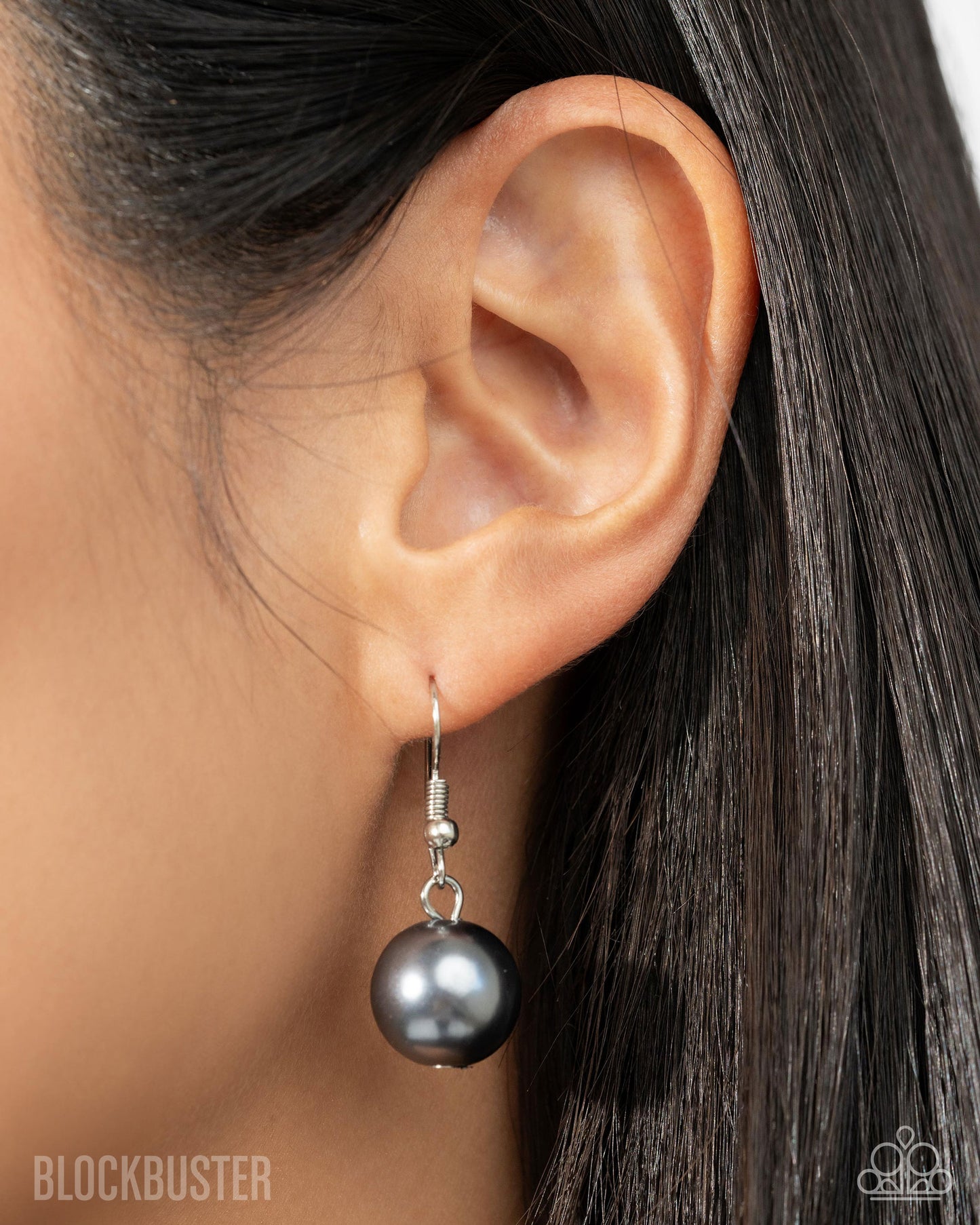 All The Trimmings - Black Ribbon Pearl and Silver Bead Long Necklace - Blockbuster