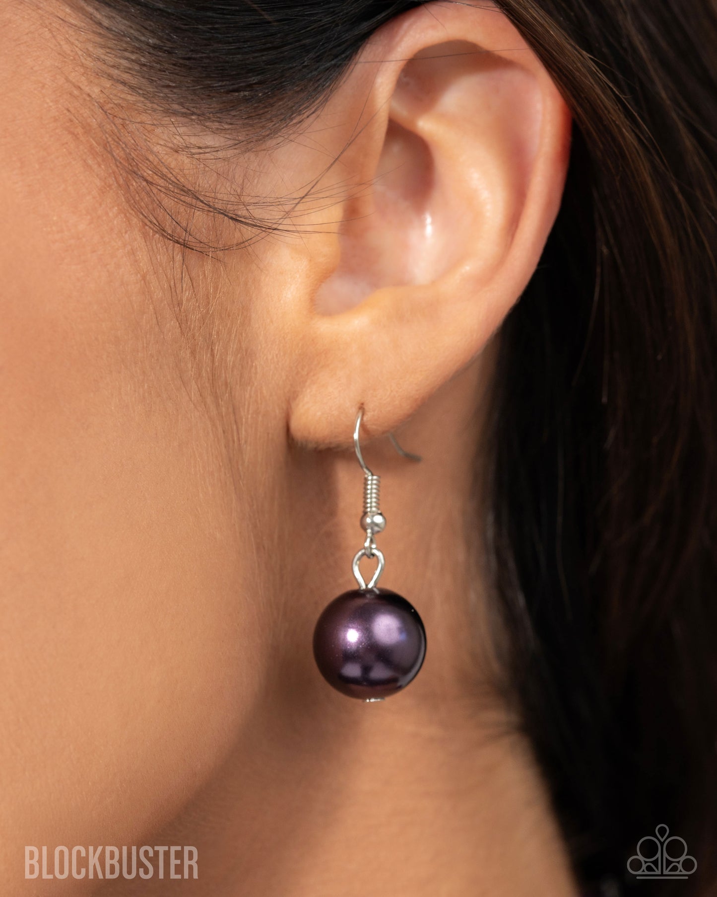 All The Trimmings - Purple Ribbon Pearl and Silver Bead Long Necklace - Blockbuster