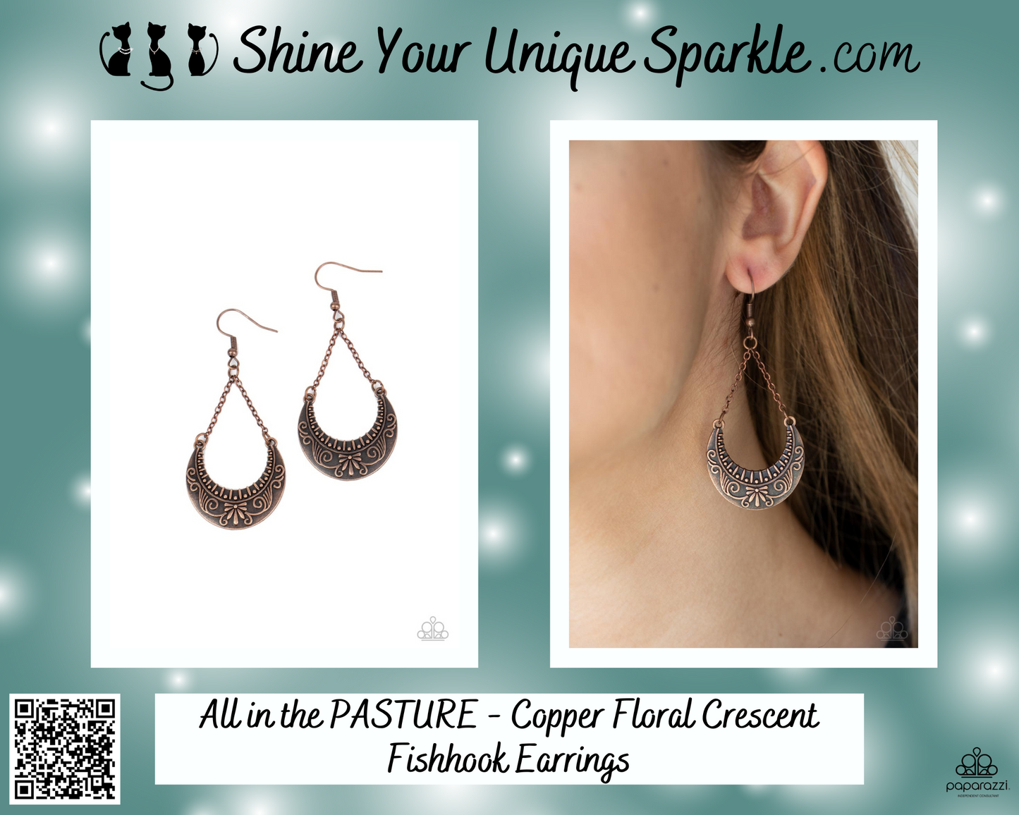 All in the PASTURE - Copper Floral Crescent Fishhook Earrings