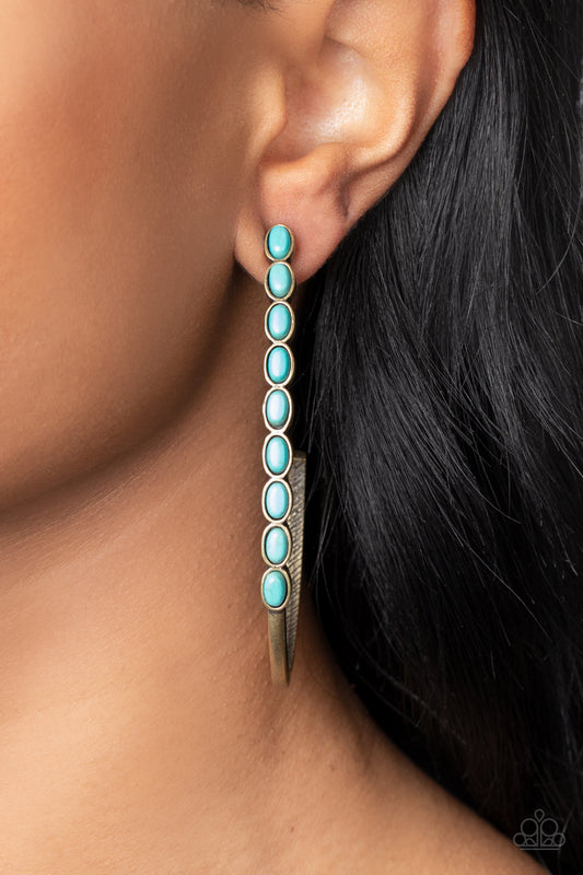 Artisan Soul - Brass and Turquoise J Hoop Earrings