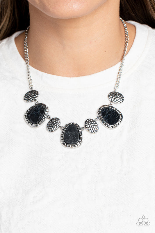 Badlands Border - Black Stone Silver Short Necklace