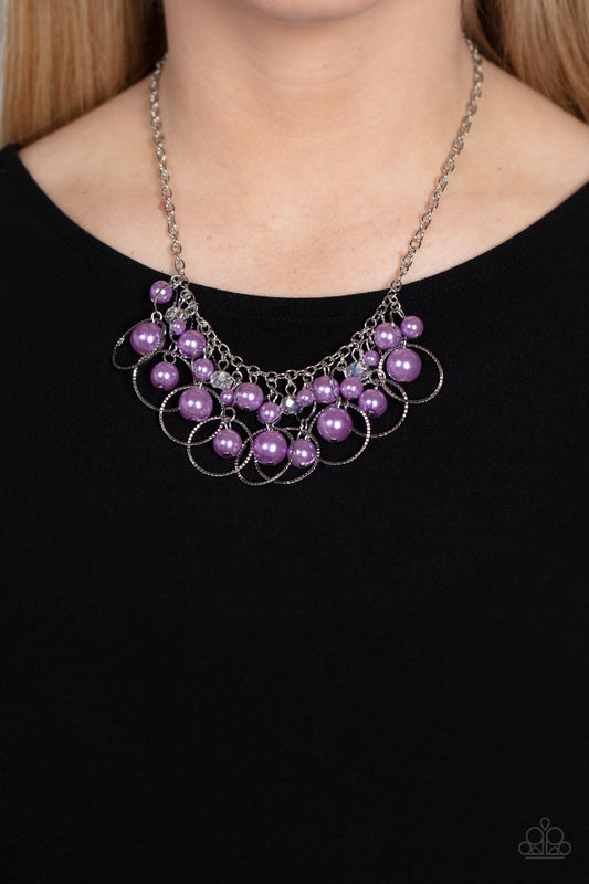 Ballroom Bliss - Purple Pearl Silver Short Necklace