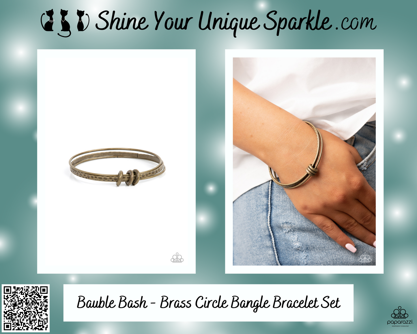 Bauble Bash - Brass Circle Bangle Bracelet Set