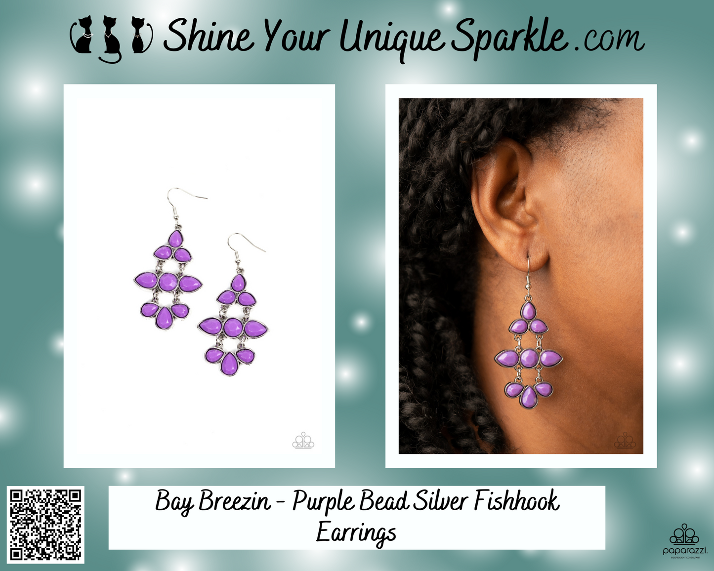 Bay Breezin - Purple Bead Silver Fishhook Earrings