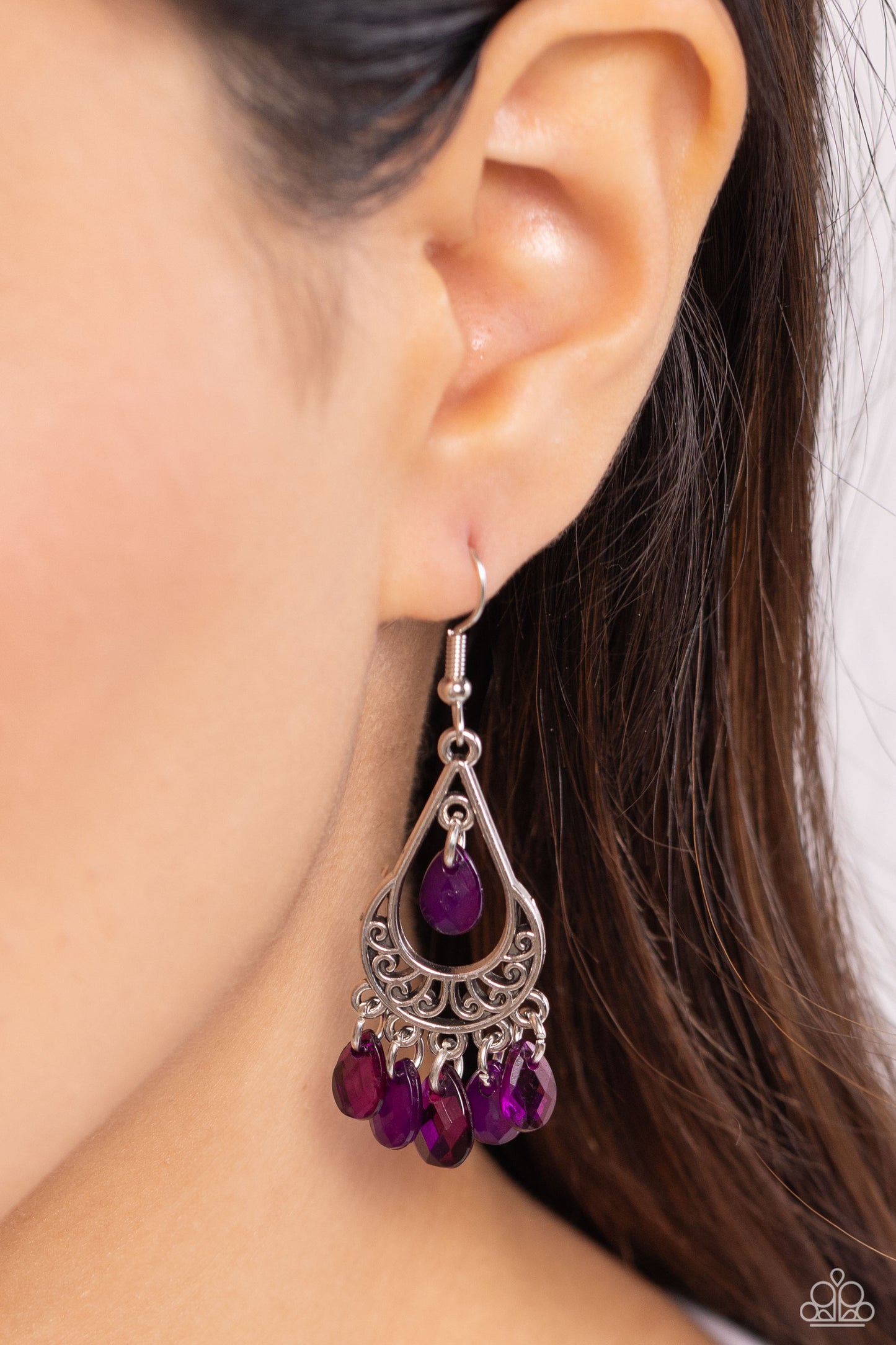 Beachside Ballroom - Purple Teardrop Bead Earrings