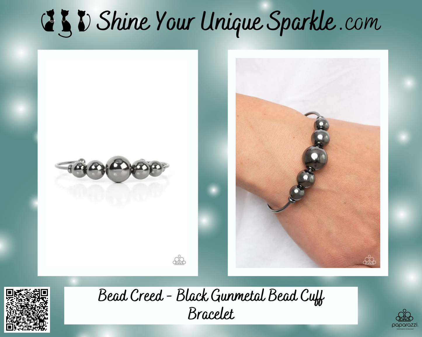 Bead Creed - Black Gunmetal Bead Cuff Bracelet