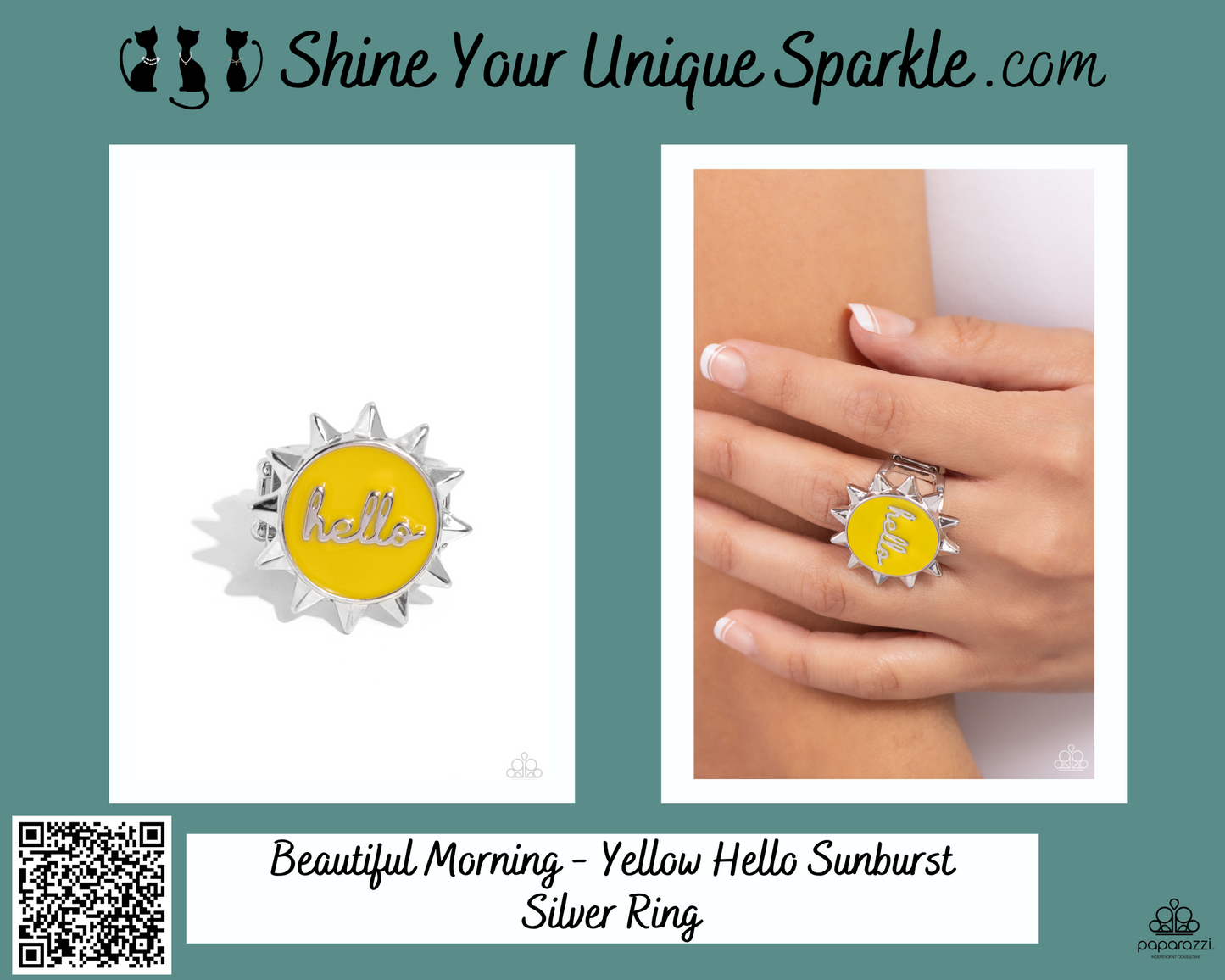 Beautiful Morning - Yellow Hello Sunburst Silver Ring