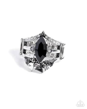 Beggin for Bling - Black Rhinestone Silver Ring - 2024 Convention Exclusive