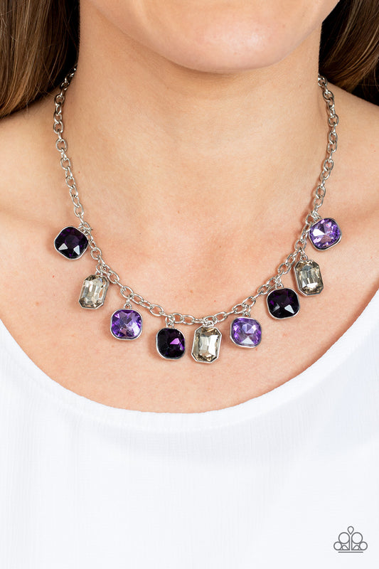 Best Decision Ever - Purple and White Gem Silver Necklace