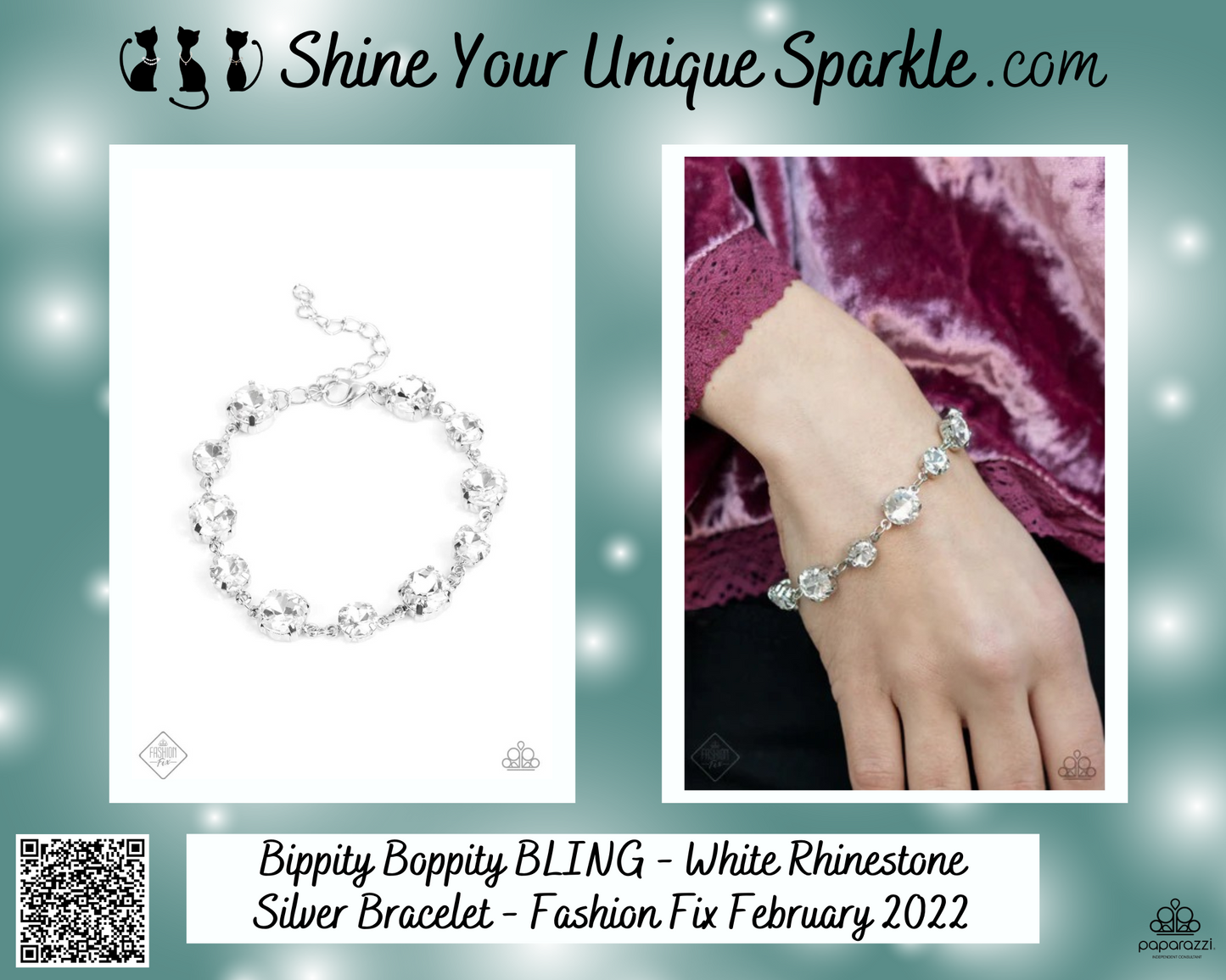 Bippity Boppity BLING - White Rhinestone Silver Bracelet - Fashion Fix February 2022