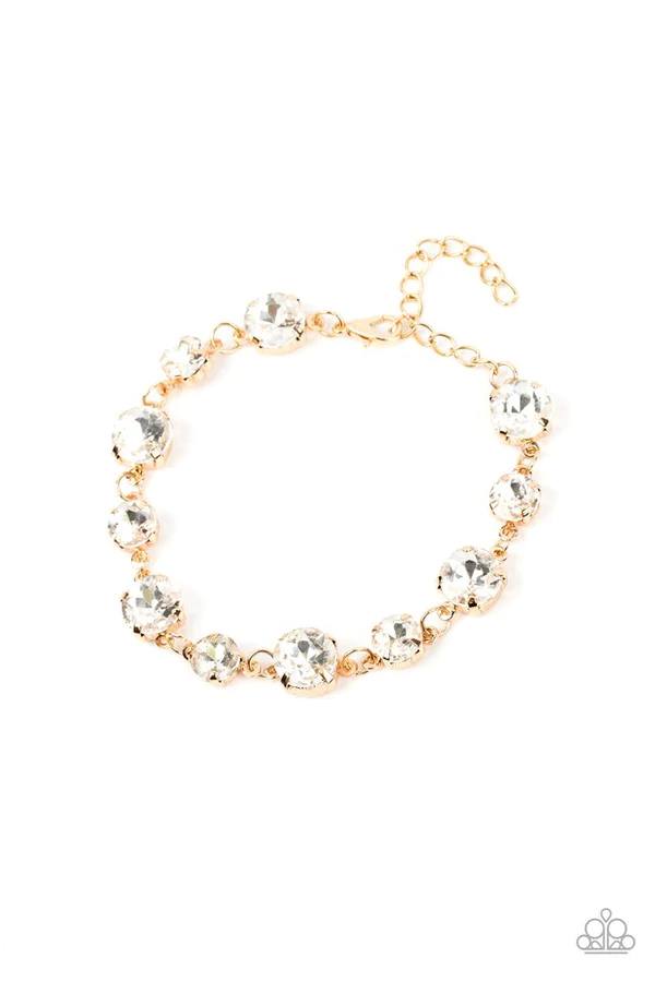 Bippity Boppity BLING - Gold Frame White Rhinestone Clasp Bracelet