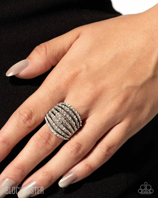 Blinding Brilliance - White Rhinestone Ring - Blockbuster
