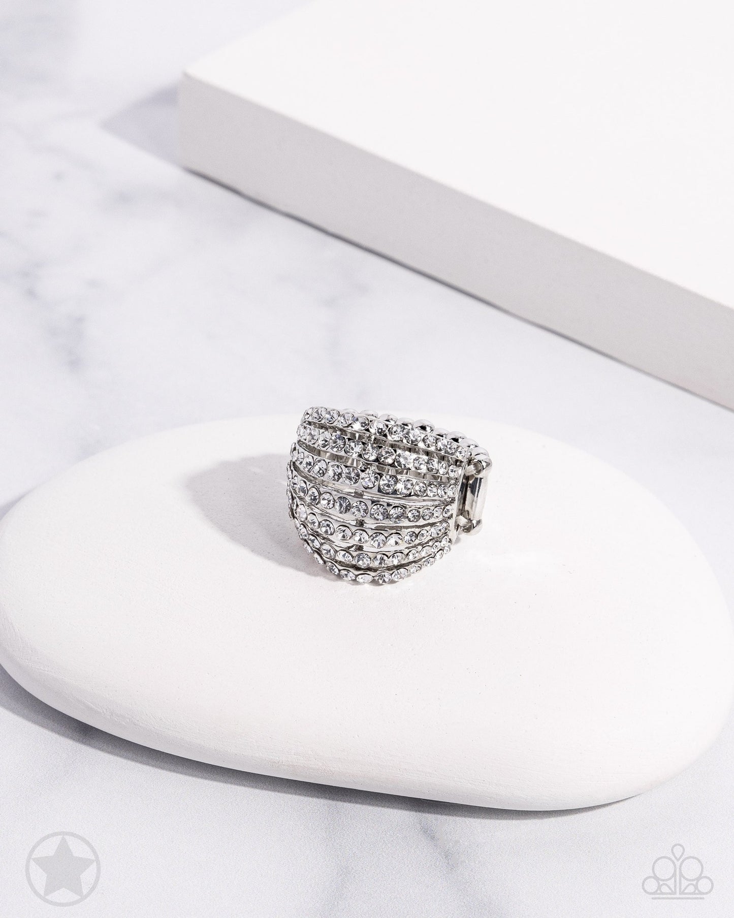 Blinding Brilliance - White Rhinestone Ring - Blockbuster
