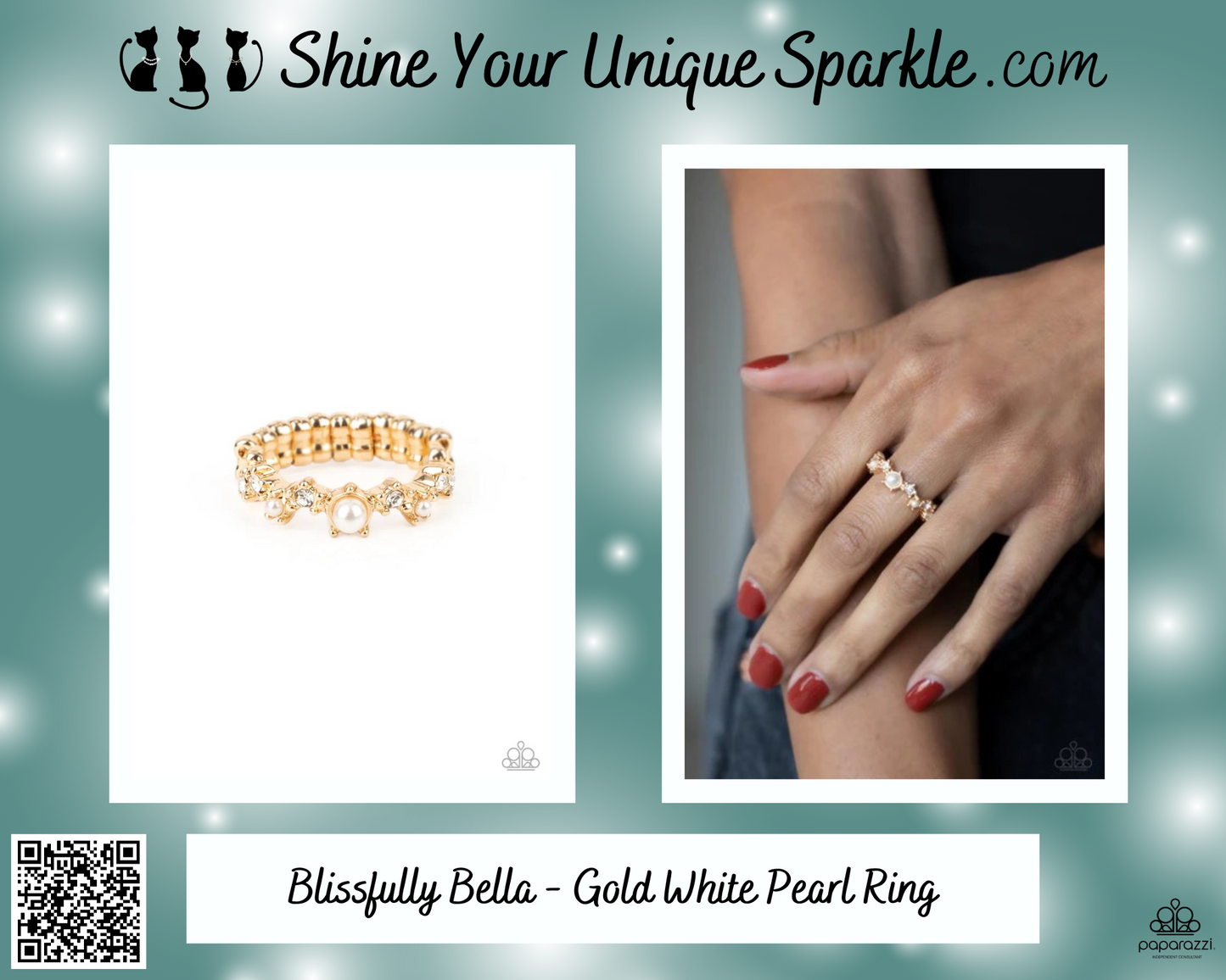 Blissfully Bella - Gold White Pearl Ring