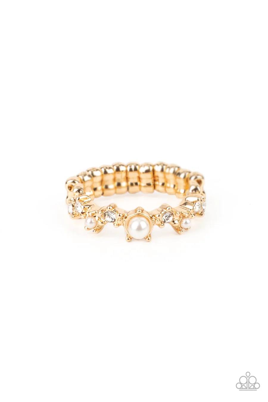 Blissfully Bella - Gold White Pearl Ring