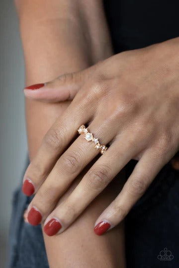 Blissfully Bella - Gold White Pearl Ring