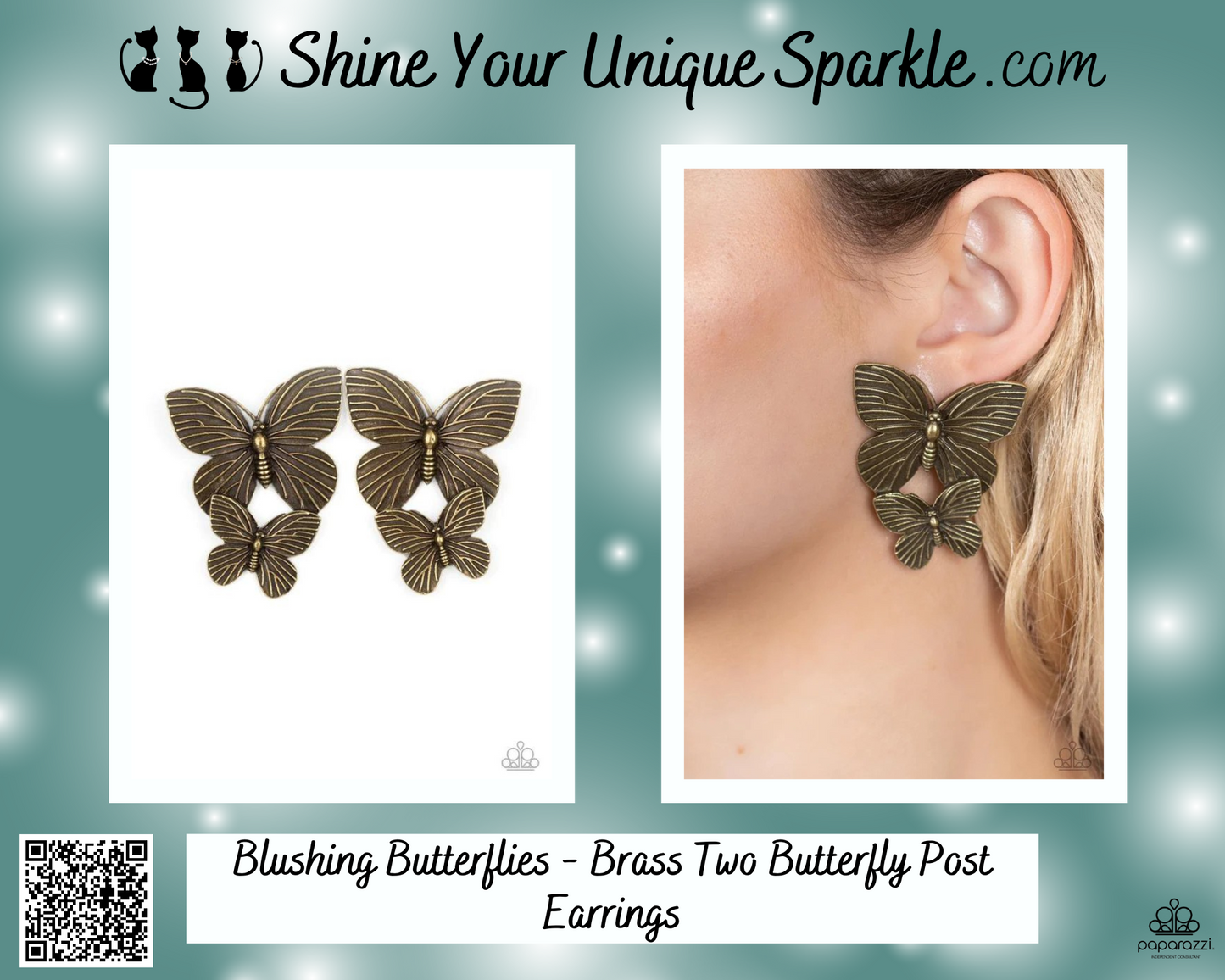 Blushing Butterflies - Brass Two Butterfly Post Earrings