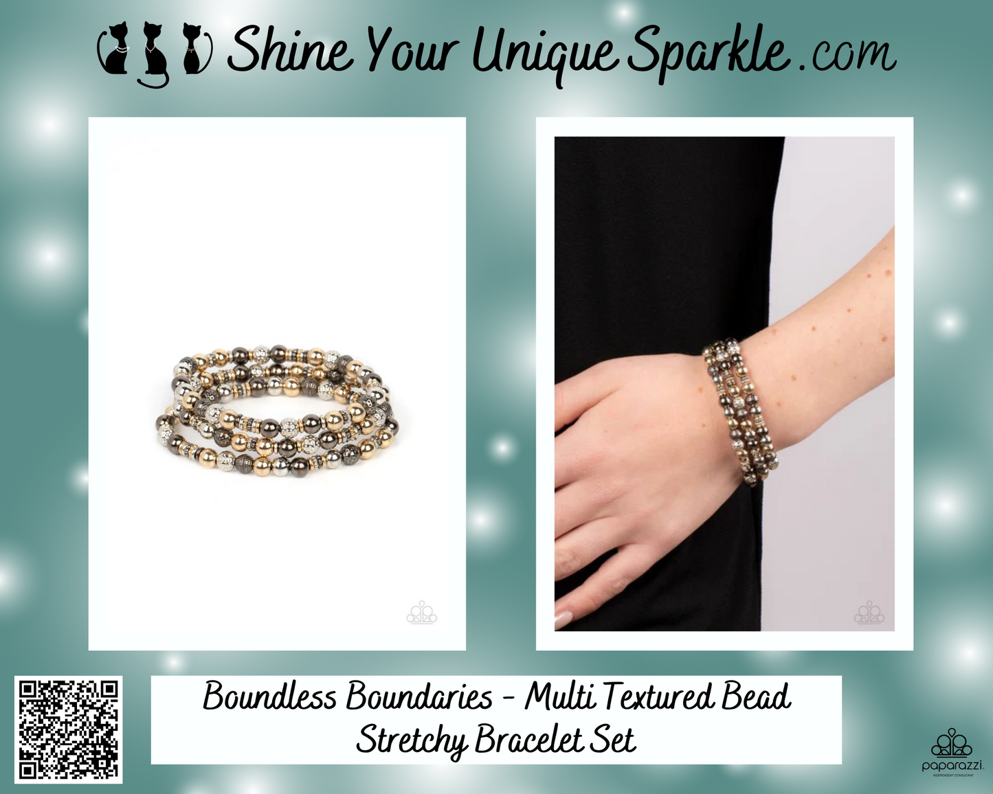 Boundless Boundaries - Multi Textured Bead Stretchy Bracelet Set