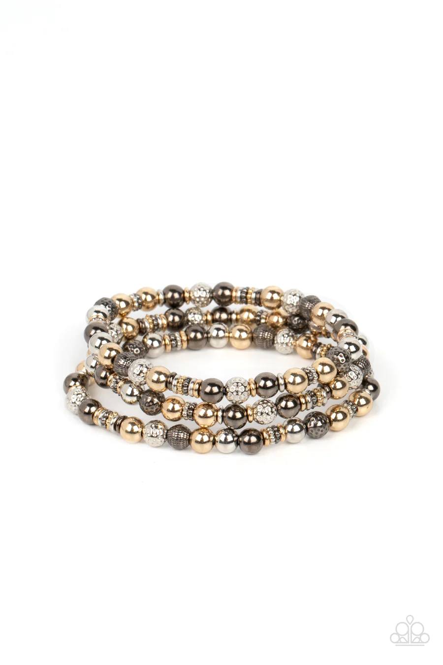 Boundless Boundaries - Multi Textured Bead Stretchy Bracelet Set