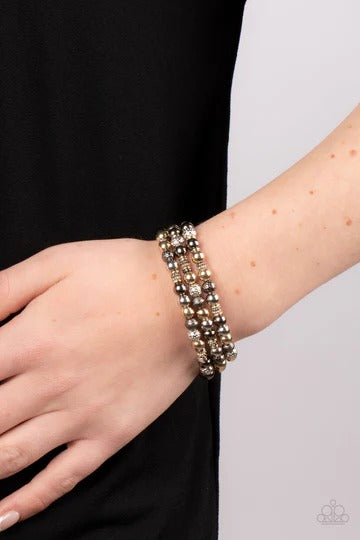 Boundless Boundaries - Multi Textured Bead Stretchy Bracelet Set