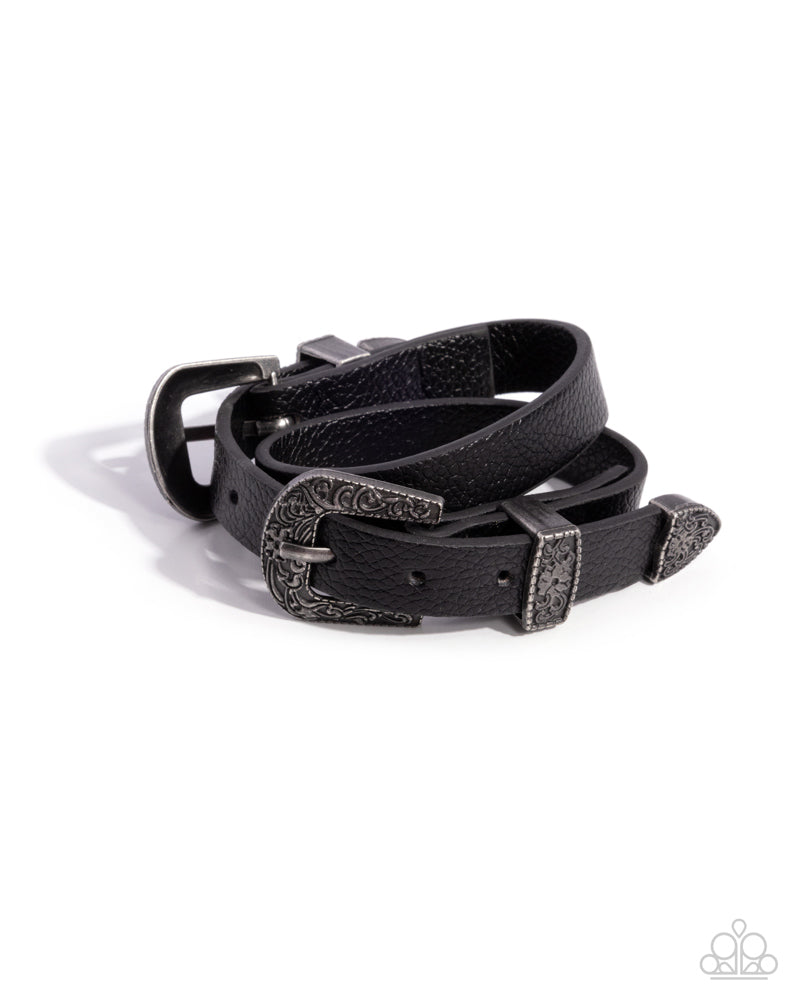 Buckle TOWN - Black Leather Wrap Bracelet