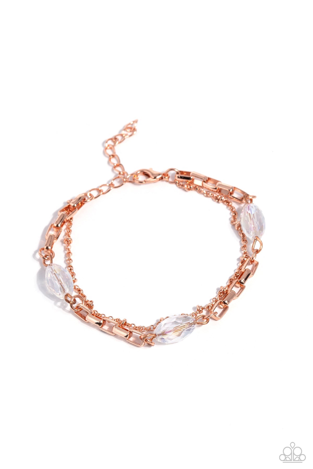 Business Brunch - Copper Chain White Crystal Clasp Bracelet